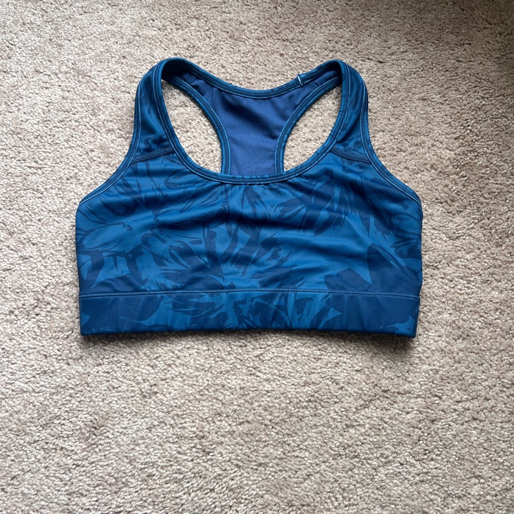 Floral Patterned Teal Sports Bra